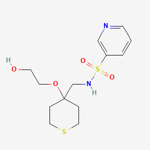 molecular formula C13H20N2O4S2 B2578480 N-((4-(2-hydroxyethoxy)tetrahydro-2H-thiopyran-4-yl)methyl)pyridine-3-sulfonamide CAS No. 2309733-43-3