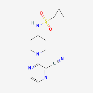 molecular formula C13H17N5O2S B2578498 N-[1-(3-Cyanopyrazin-2-yl)piperidin-4-yl]cyclopropanesulfonamide CAS No. 2415452-39-8