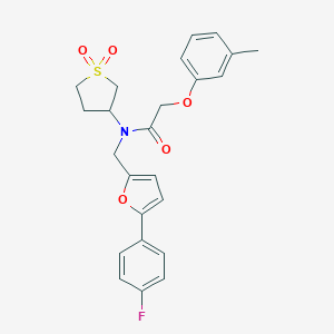 molecular formula C24H24FNO5S B257850 N-(1,1-dioxidotetrahydrothiophen-3-yl)-N-{[5-(4-fluorophenyl)furan-2-yl]methyl}-2-(3-methylphenoxy)acetamide 