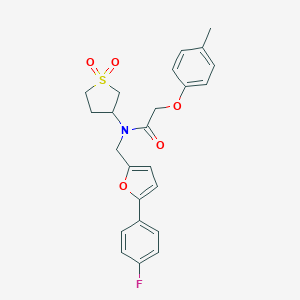 molecular formula C24H24FNO5S B257852 N-(1,1-dioxidotetrahydrothiophen-3-yl)-N-{[5-(4-fluorophenyl)furan-2-yl]methyl}-2-(4-methylphenoxy)acetamide 