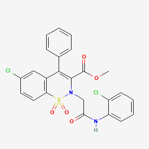 molecular formula C24H18Cl2N2O5S B2578528 methyl 6-chloro-2-{[(2-chlorophenyl)carbamoyl]methyl}-1,1-dioxo-4-phenyl-2H-1lambda6,2-benzothiazine-3-carboxylate CAS No. 1114828-30-6