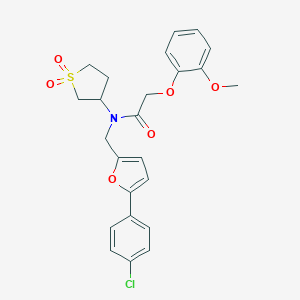 molecular formula C24H24ClNO6S B257853 N-{[5-(4-chlorophenyl)furan-2-yl]methyl}-N-(1,1-dioxidotetrahydrothiophen-3-yl)-2-(2-methoxyphenoxy)acetamide 