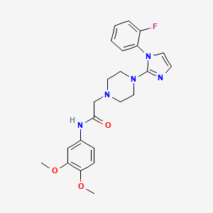 molecular formula C23H26FN5O3 B2578552 N-(3,4-dimethoxyphenyl)-2-(4-(1-(2-fluorophenyl)-1H-imidazol-2-yl)piperazin-1-yl)acetamide CAS No. 1021132-48-8