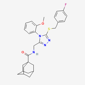 molecular formula C28H31FN4O2S B2578555 N-[(5-{[(4-fluorophenyl)methyl]sulfanyl}-4-(2-methoxyphenyl)-4H-1,2,4-triazol-3-yl)methyl]adamantane-1-carboxamide CAS No. 476440-46-7