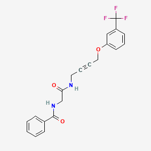 molecular formula C20H17F3N2O3 B2578558 N-(2-oxo-2-((4-(3-(trifluoromethyl)phenoxy)but-2-yn-1-yl)amino)ethyl)benzamide CAS No. 1421483-76-2