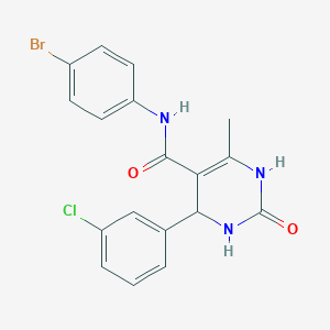 molecular formula C18H15BrClN3O2 B2578592 N-(4-bromophenyl)-4-(3-chlorophenyl)-6-methyl-2-oxo-1,2,3,4-tetrahydropyrimidine-5-carboxamide CAS No. 677748-17-3