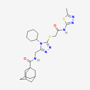 molecular formula C25H35N7O2S2 B2578605 N-{[4-cyclohexyl-5-({[(5-methyl-1,3,4-thiadiazol-2-yl)carbamoyl]methyl}sulfanyl)-4H-1,2,4-triazol-3-yl]methyl}adamantane-1-carboxamide CAS No. 477304-51-1