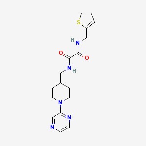 molecular formula C17H21N5O2S B2578606 N'-{[1-(pyrazin-2-yl)piperidin-4-yl]methyl}-N-[(thiophen-2-yl)methyl]ethanediamide CAS No. 1396866-51-5