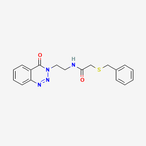 molecular formula C18H18N4O2S B2578628 2-(benzylthio)-N-(2-(4-oxobenzo[d][1,2,3]triazin-3(4H)-yl)ethyl)acetamide CAS No. 2034375-56-7