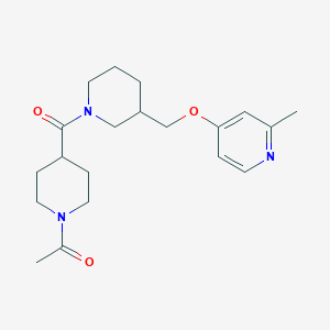 molecular formula C20H29N3O3 B2578643 1-[4-(3-{[(2-Methylpyridin-4-yl)oxy]methyl}piperidine-1-carbonyl)piperidin-1-yl]ethan-1-one CAS No. 2380069-63-4