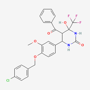 B2578650 5-benzoyl-6-(4-((4-chlorobenzyl)oxy)-3-methoxyphenyl)-4-hydroxy-4-(trifluoromethyl)tetrahydropyrimidin-2(1H)-one CAS No. 1022359-51-8