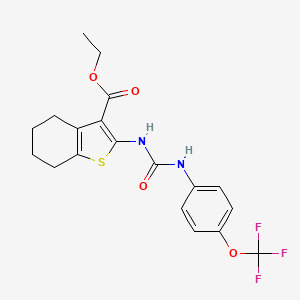 molecular formula C19H19F3N2O4S B2578652 ethyl 2-({[4-(trifluoromethoxy)phenyl]carbamoyl}amino)-4,5,6,7-tetrahydro-1-benzothiophene-3-carboxylate CAS No. 1023479-13-1