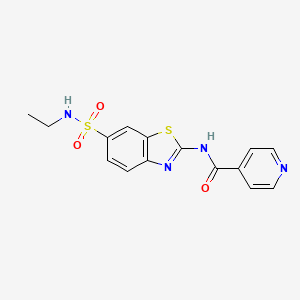 molecular formula C15H14N4O3S2 B2578689 N-[6-(ethylsulfamoyl)-1,3-benzothiazol-2-yl]pyridine-4-carboxamide CAS No. 691388-52-0