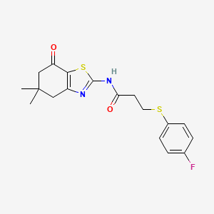 molecular formula C18H19FN2O2S2 B2578715 N-(5,5-dimethyl-7-oxo-4,5,6,7-tetrahydro-1,3-benzothiazol-2-yl)-3-[(4-fluorophenyl)sulfanyl]propanamide CAS No. 896350-98-4