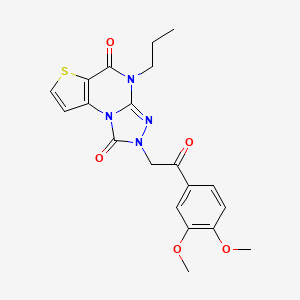 molecular formula C20H20N4O5S B2578726 11-[2-(3,4-dimethoxyphenyl)-2-oxoethyl]-8-propyl-5-thia-1,8,10,11-tetrazatricyclo[7.3.0.02,6]dodeca-2(6),3,9-triene-7,12-dione CAS No. 1358893-28-3