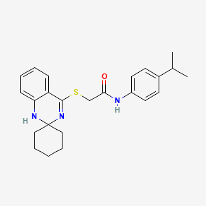molecular formula C24H29N3OS B2578767 N-[4-(propan-2-yl)phenyl]-2-{1'H-spiro[cyclohexane-1,2'-quinazoline]sulfanyl}acetamide CAS No. 893788-26-6