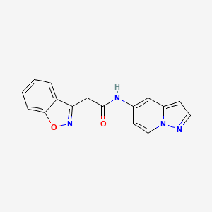 molecular formula C16H12N4O2 B2578776 2-(1,2-benzoxazol-3-yl)-N-{pyrazolo[1,5-a]pyridin-5-yl}acetamide CAS No. 2034402-10-1