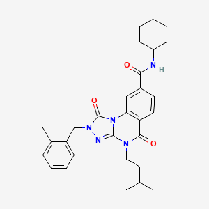 molecular formula C29H35N5O3 B2578785 N-cyclohexyl-4-(3-methylbutyl)-2-[(2-methylphenyl)methyl]-1,5-dioxo-1H,2H,4H,5H-[1,2,4]triazolo[4,3-a]quinazoline-8-carboxamide CAS No. 1223786-61-5