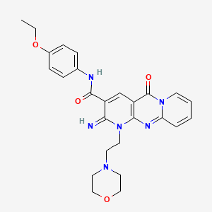 molecular formula C26H28N6O4 B2578913 N-(4-ethoxyphenyl)-6-imino-7-(2-morpholin-4-ylethyl)-2-oxo-1,7,9-triazatricyclo[8.4.0.03,8]tetradeca-3(8),4,9,11,13-pentaene-5-carboxamide CAS No. 720672-67-3