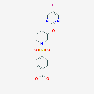 molecular formula C17H18FN3O5S B2578921 Methyl 4-((3-((5-fluoropyrimidin-2-yl)oxy)piperidin-1-yl)sulfonyl)benzoate CAS No. 2034326-77-5