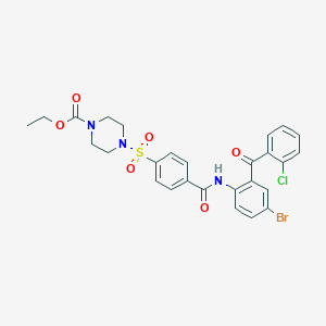 molecular formula C27H25BrClN3O6S B2578941 ethyl 4-(4-{[4-bromo-2-(2-chlorobenzoyl)phenyl]carbamoyl}benzenesulfonyl)piperazine-1-carboxylate CAS No. 477557-44-1