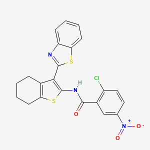 molecular formula C22H16ClN3O3S2 B2578959 N-[3-(1,3-benzothiazol-2-yl)-4,5,6,7-tetrahydro-1-benzothiophen-2-yl]-2-chloro-5-nitrobenzamide CAS No. 684231-53-6