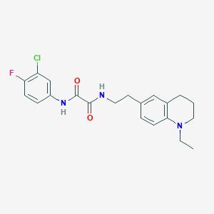 molecular formula C21H23ClFN3O2 B2578960 N1-(3-chloro-4-fluorophenyl)-N2-(2-(1-ethyl-1,2,3,4-tetrahydroquinolin-6-yl)ethyl)oxalamide CAS No. 955610-21-6