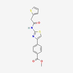 molecular formula C17H14N2O3S2 B2578973 Methyl 4-(2-(2-(thiophen-2-yl)acetamido)thiazol-4-yl)benzoate CAS No. 921518-71-0