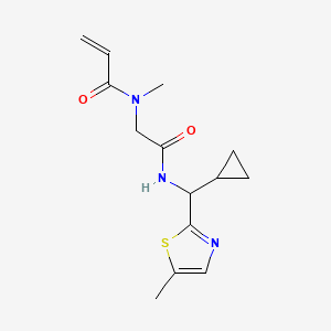 molecular formula C14H19N3O2S B2579043 N-[2-[[Cyclopropyl-(5-methyl-1,3-thiazol-2-yl)methyl]amino]-2-oxoethyl]-N-methylprop-2-enamide CAS No. 2198302-37-1