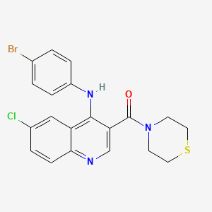 molecular formula C20H17BrClN3OS B2579045 N-(4-BROMOPHENYL)-6-CHLORO-3-(THIOMORPHOLINE-4-CARBONYL)QUINOLIN-4-AMINE CAS No. 1358946-09-4