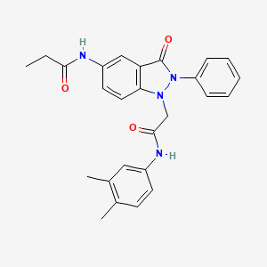molecular formula C26H26N4O3 B2579064 N-(1-(2-((3,4-dimethylphenyl)amino)-2-oxoethyl)-3-oxo-2-phenyl-2,3-dihydro-1H-indazol-5-yl)propionamide CAS No. 1251696-28-2