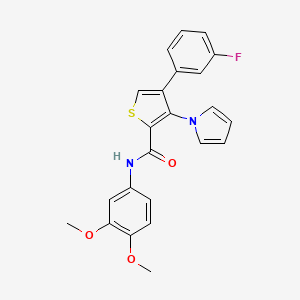 molecular formula C23H19FN2O3S B2579065 N-(3,4-dimethoxyphenyl)-4-(3-fluorophenyl)-3-(1H-pyrrol-1-yl)thiophene-2-carboxamide CAS No. 1251595-88-6