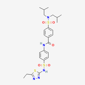 4-(N,N-diisobutylsulfamoyl)-N-(4-(N-(5-ethyl-1,3,4-thiadiazol-2-yl)sulfamoyl)phenyl)benzamide