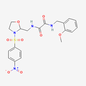 molecular formula C20H22N4O8S B2579095 N1-(2-methoxybenzyl)-N2-((3-((4-nitrophenyl)sulfonyl)oxazolidin-2-yl)methyl)oxalamide CAS No. 868982-20-1