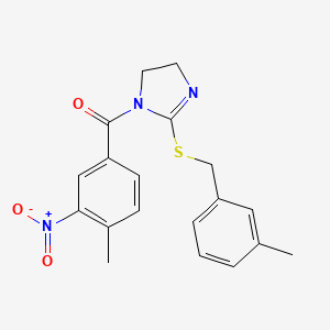 (4-methyl-3-nitrophenyl)(2-((3-methylbenzyl)thio)-4,5-dihydro-1H-imidazol-1-yl)methanone