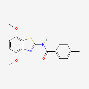 molecular formula C17H16N2O3S B2579125 N-(4,7-dimethoxy-1,3-benzothiazol-2-yl)-4-methylbenzamide CAS No. 897759-38-5