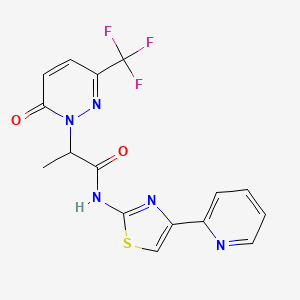 2-[6-Oxo-3-(trifluoromethyl)pyridazin-1-yl]-N-(4-pyridin-2-yl-1,3-thiazol-2-yl)propanamide