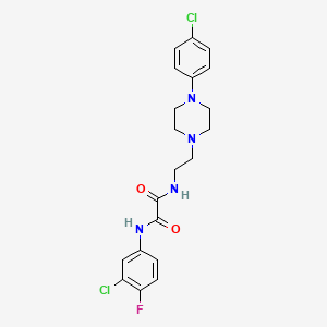 molecular formula C20H21Cl2FN4O2 B2579157 N'-(3-chloro-4-fluorophenyl)-N-{2-[4-(4-chlorophenyl)piperazin-1-yl]ethyl}ethanediamide CAS No. 1049422-62-9