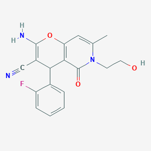 2-amino-4-(2-fluorophenyl)-6-(2-hydroxyethyl)-7-methyl-5-oxo-5,6-dihydro-4H-pyrano[3,2-c]pyridine-3-carbonitrile