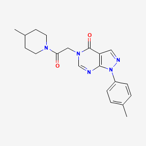 molecular formula C20H23N5O2 B2579168 1-(4-Methylphenyl)-5-[2-(4-methylpiperidin-1-yl)-2-oxoethyl]pyrazolo[3,4-d]pyrimidin-4-one CAS No. 863446-29-1