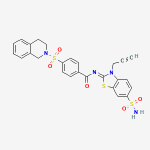 molecular formula C26H22N4O5S3 B2579169 N-[(2Z)-3-(prop-2-yn-1-yl)-6-sulfamoyl-2,3-dihydro-1,3-benzothiazol-2-ylidene]-4-(1,2,3,4-tetrahydroisoquinoline-2-sulfonyl)benzamide CAS No. 865182-28-1