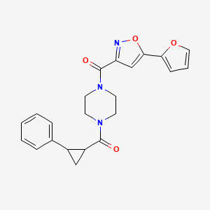 (5-(Furan-2-yl)isoxazol-3-yl)(4-(2-phenylcyclopropanecarbonyl)piperazin-1-yl)methanone