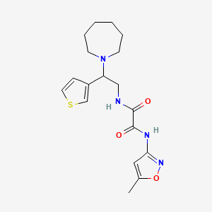 molecular formula C18H24N4O3S B2579180 N'-[2-(azepan-1-yl)-2-(thiophen-3-yl)ethyl]-N-(5-methyl-1,2-oxazol-3-yl)ethanediamide CAS No. 946201-28-1