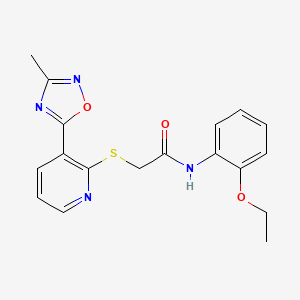 molecular formula C18H18N4O3S B2579188 N-(2-ethoxyphenyl)-2-((3-(3-methyl-1,2,4-oxadiazol-5-yl)pyridin-2-yl)thio)acetamide CAS No. 1251618-79-7