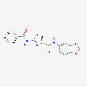 molecular formula C17H12N4O5 B2579216 N-(benzo[d][1,3]dioxol-5-yl)-2-(isonicotinamido)oxazole-4-carboxamide CAS No. 1797736-28-7