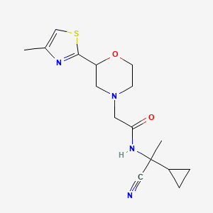 molecular formula C16H22N4O2S B2579217 N-(1-cyano-1-cyclopropylethyl)-2-[2-(4-methyl-1,3-thiazol-2-yl)morpholin-4-yl]acetamide CAS No. 1281115-13-6