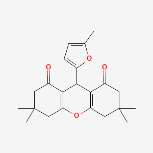 molecular formula C22H26O4 B2579226 3,3,6,6-tetramethyl-9-(5-methylfuran-2-yl)-3,4,5,6,7,9-hexahydro-1H-xanthene-1,8(2H)-dione CAS No. 340221-72-9