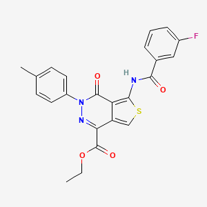 molecular formula C23H18FN3O4S B2579227 Ethyl 5-(3-fluorobenzamido)-4-oxo-3-(p-tolyl)-3,4-dihydrothieno[3,4-d]pyridazine-1-carboxylate CAS No. 851948-24-8
