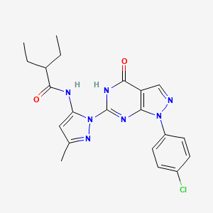 molecular formula C21H22ClN7O2 B2579241 N-(1-(1-(4-chlorophenyl)-4-oxo-4,5-dihydro-1H-pyrazolo[3,4-d]pyrimidin-6-yl)-3-methyl-1H-pyrazol-5-yl)-2-ethylbutanamide CAS No. 1172718-78-3