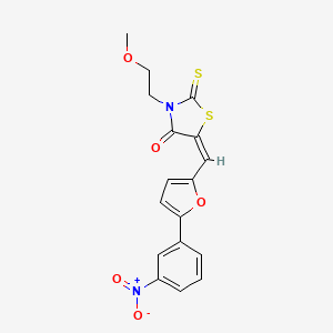 molecular formula C17H14N2O5S2 B2579249 (5E)-3-(2-Methoxyethyl)-5-[[5-(3-nitrophenyl)-2-furanyl]methylene]-2-thioxo-4-thiazolidinone CAS No. 1321967-33-2